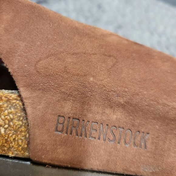 Birkenstock Sandals Womens Size 6? 37 Brown Leather Ankle Strap Cork Footbed - Picture 7 of 10